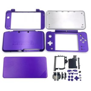 Hzxkqmil Kit de Coque de Rechange Couvercle du Bo&icirc;tier pour Nintendo New 2DS XL/New 2DS LL Console, Plaque Frontale DIY Plaques Inf&eacute;rieures + Jeu de Boutons (Violet + Argent) (XKQwalmon, neuf)