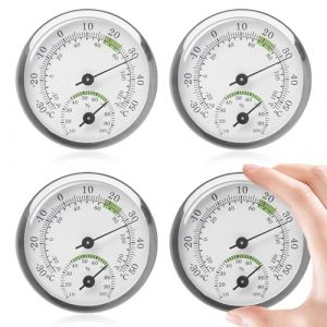 WIYETY Thermom&egrave;tre-hygrom&egrave;tre facile &agrave; lire : 4 pi&egrave;ces thermom&egrave;tre rond hygrom&egrave;tre int&eacute;rieur analogique facile &agrave; lire thermom&egrave;tre de chambre hygrom&egrave;tre pour b&eacute;b&eacute; garage bureau (CAUSEWAY CONSTRUCTINO, neuf)