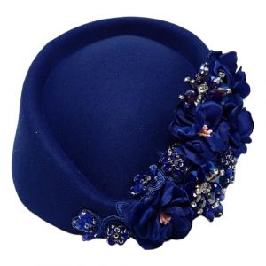 Aislor Femme Vintage Bonnet Beret &Eacute;glise Soiree Cocktail Pour Dame Retro Chapeau Fascinator Bibi Casquette Doux Aux Fleurs D&eacute;coration Bleu royal Taille unique (Aislor EU, neuf)