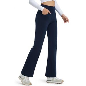Comallan Thermo Flare Leggings Hiver Repoussant l'eau Taille Haute Douillettes Polaire Pantalon de Yoga Thermique Pantalon de Sport avec Poches pour Fitness Sport Jazzpants Yoga, Marin Bleu L (Comallan, neuf)