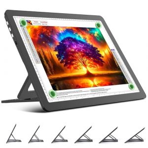 TOHETO Tableau lumineux A3 rechargeable avec support, bloc lumineux magnétique super lumineux avec boutons latéraux, boîte à lumière sans fil pour le traçage et le dessin, table lumineuse LED sans fil (TOHETO FR, neuf)