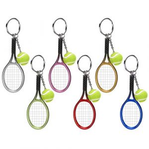 Raquette de Tennis Porte-cl&eacute;s Tennis Porte-cl&eacute;s 6 Pi&egrave;ces Porte-cl&eacute;s Pendentif Simulation Tennis Et Raquette Mod&egrave;le Baging D&eacute;coration (Ruttiy, neuf)