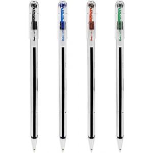 Pentel Lot de 4 superbes stylos &agrave; bille, pointe 0,7 mm, largeur de trait 0,25 mm, encre rechargeable BK77 &ndash; Noir, bleu, rouge, vert (OMGHC., neuf)
