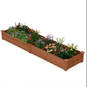 HOMASIS Carr&eacute; Potager en Bois, Jardiniere Ext&eacute;rieur Grande Taille avec 2 Bacs &agrave; Fleurs, S&eacute;parateurs pour Fleurs, L&eacute;gumes, Fruits, Herbes, Lit de Jardin 228 cm Int&eacute;rieur pour Terrasse Balcon (Marron) (Homasis, neuf)