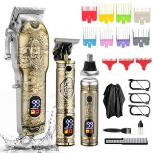 Tondeuse Cheveux Hommes Professionnel, Bestauty Tondeuse Barbe, Tondeuse Nez, Electriques Tondeuse Cheveux Rasoir Professionnelle en T sans Fil avec &eacute;cran LCD pour les Familles et les Barbiers (Caoxieu, neuf)