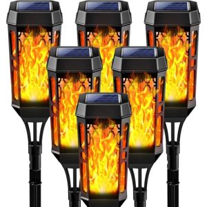 Joltix Lumière Flamme Solaire Exterieure, 6 Pièces 12 LED Etanche Lampe à Flamme Solaire, Torche Jardin Vacillante pour Décor, Lampe Solaire Exterieur avec Flammes Réalistes pour Patio,Chemins (MICHAEHANG, neuf)