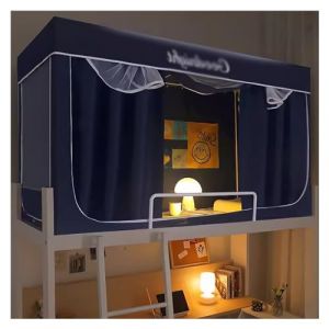 Tente de lit occultante double pour protection de l'intimité avec support, lit à baldaquin d'intérieur pour étudiant, enfant et adulte – Réduction de la lumière/installation facile (YLYS, neuf)