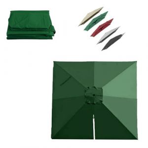 IMUNKT 4x3M 3x3M Auvent De Parapluie Déporté Rectangulaire Toile De Rechange Parasol De Jardin 8 Baleines Tissu De Rechange Pour Parasol De Table(Green,3x3m (9.8x9.8ft)) (yuanyoumai, neuf)