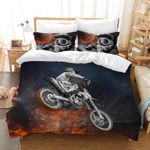AVJWWD Housse De Couette Moto avec 2 Taies d'oreiller 50x75cm,Sports Extr&ecirc;mes Microfibre Parures de Lit,Moderne Housse de Couette Moto pour Adultes Hommes Enfants (Moto7, 220 x 240 cm) (XINSHIYU-US, neuf)