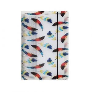 A6 / A5 6 trous coloré PP couverture anneau rond vue classeur dossier pour feuilles mobiles protecteurs / recharge de cahier / bricolage Scrapbooking (Feather, A6 mini set) (SHSQDZ, neuf)