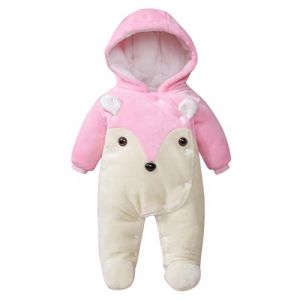 Grenouillere Bebe Garcon 0-12 Mois Hiver Chaud Combinaison Bebe Fille Ours Renard Polaire Vetement Bebe Fille Naissance Pyjama avec Pieds Epais Animal Manteau Bebe garçon Capuche (PK1, 2-5 Mois) (Jinglrei, neuf)