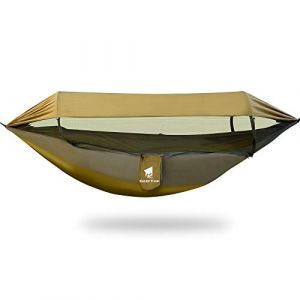 GEERTOP Hamac d'ext&eacute;rieur 3 en 1 avec b&acirc;che de protection solaire, imperm&eacute;able et durable en nylon avec filet anti-moustiques, double couchage, &eacute;quipement de camping pour randonn&eacute;e (AcelaneDirect, neuf)