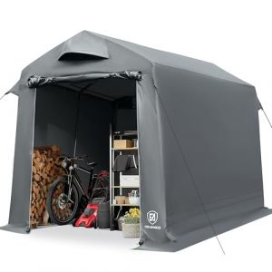 EVER ADVANCED Abri de Jardin 9.8m³ Tente de Stockage 190x230x225cm, Abri de Jardin étanche avec 2 Ouvertures d'aération, Garage à vélos abri de vélo Garage de Rangement abri Tout Usage, Gris (Ever Advanced, neuf)