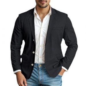 Oanviso Homme Blazer Veste de Costume Slim Fit Blazers pour Business Mariage Soir&eacute;e Blouson de Smoking Jacket Costume Moderne Mince Vestes Haut de F&ecirc;te Chemise B Noir L (Osheoiso Inc., neuf)