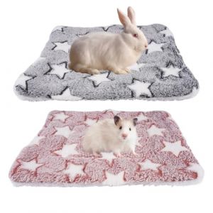 2 Pi&egrave;ces Lit en Peluche pour Petits Animaux,32 x 25 cm Hamster Tapis de Lits,Tapis de Couchage en Peluche pour Petit Animal,Lavable,Lit Cochon d'inde pour Petit Animal,Lapins,Cochon D'Inde,&Eacute;cureuil (RENhailong, neuf)