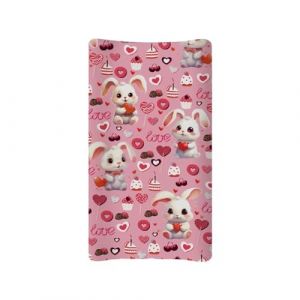 BYCHECAR Housse de matelas &agrave; langer douce et extensible pour la Saint-Valentin Motif lapin Rose (BYCHECAR, neuf)