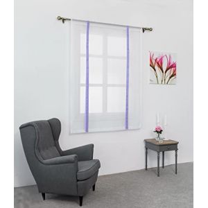 SIMPVALE 1 Pi&egrave;ce Store Romain Translucide Tulle Rideaux Voilages Vertical Poche de Tige pour Chambre Cuisine Salon, Rubans Violet Clair, Largeur 60cm x Hauteur 120cm (Gazelle E-Commerce, neuf)