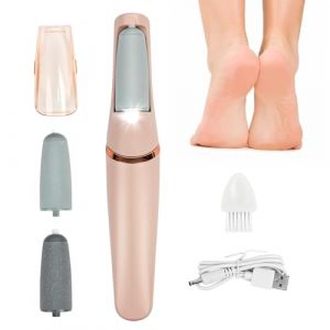 Râpe Électrique Pieds Anti Callosités, Rape Pedicure Rechargeable, Rapeuse Pieds Électrique, avec 2 Rouleaux de Rechange, 2 Vitesses et Lumière LED, pour Eliminer Les Pieds Peaux Morte et Callosités (Shaohua-FR, neuf)