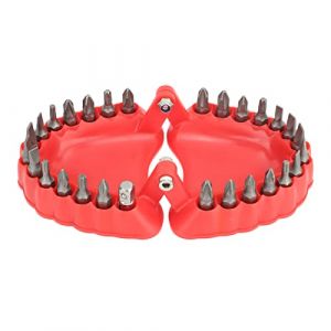 Support de bits de prothèse, support de tournevis à 28 trous, organisateur de bits de prothèse avec conception de gravure 3D pour les accessoires de bureau d'atelier rouge, bits (Avec des bits) (Yuehuse, neuf)