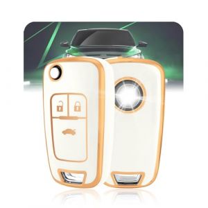 LELNOOS Coque Clé Voiture, Silicone Étui Cle Etui Clef Protecteur Cache Cles pour Opel Vauxhall Corsa D E Adam Astra J Mokka X Insignia Zafira C Tourer Meriva B Cascada Chevrolet Cruze, 3 Boutons (LELNOOS, neuf)