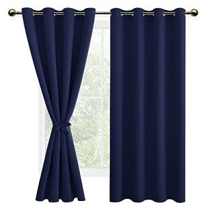DWCN 2 Pi&egrave;ces Rideaux Occultant Thermiques &agrave; Oeillets, Rideau Thermique Isolant Anti Froid et Chaleur pour Chambre des Gar&ccedil;ons, 106x160 CM (Largeur x Hauteur), Bleu Marine (DWCN EU, neuf)