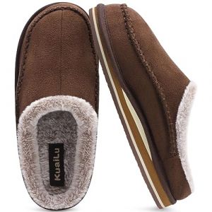 KuaiLu Pantoufles pour support de l'arche hommes Confortable Fausse Fourrure fait Sabot facile à mettre Maison Chaussures Marron Taille 47 (KUAILU-XYL, neuf)