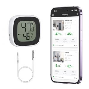 OQIMAX Thermometre Frigo Bluetooth, Thermomètre Congélateur avec Sonde, Stockage de Données, Thermometre Hygrometre Bluetooth, Thermomètre Numérique pour Rrefrigerateur avec APP pour Maison, Aquarium (Chengdu Qiwenxitai Electronic Commerce Co., Ltd, neuf)
