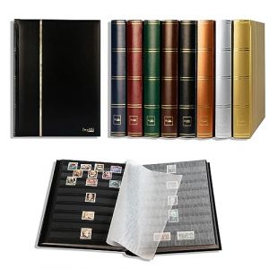 Prophila Collection 64 pages noires - Album pour timbres - Couverture matelass&eacute;e noire (Prophila Handelsgesellschaft mbH, neuf)