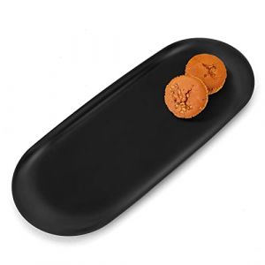 Yvttve Plateau Noir 30 x 12 cm Petit Plateau Decoratif Bougie en Acier Inoxydable Ovale Plateau Rangement Assiette de Service en M&eacute;tal pour Dessert, Cosm&eacute;tiques, Bijoux, Parfums (Noir, 30 cm 1pcs) (Yvttve Shop, neuf)