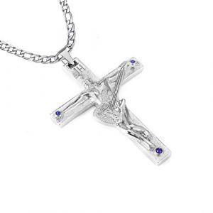 AFSTALR Croix de Johnny Hallyday Pendentif en Acier Inoxydable Argent Johnny Guitare Rocker Collier Femme Homme (AFSTALR, neuf)