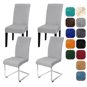 Yugarlibi Lot de 4 housses de chaise extensibles pour chaise basculante - Amovible et lavable - Protection pour cuisine, restaurant, hôtel, banquet, mariage (gris clair, 4 pièces) (Yingchengda Direct Store, neuf)