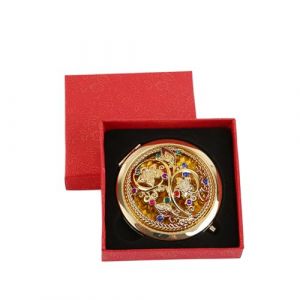 mophrati Miroir de poche pliable Double face en m&eacute;tal scintillant, miroir d'art Compact en m&eacute;tal diamant dor&eacute; pour le maquillage (eliberatey, neuf)