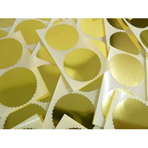 Minilabel Lot de 50 autocollants ronds &agrave; bord crant&eacute; Or brillant 50 mm (Minilabel, neuf)