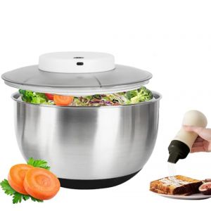 Essoreuse à Salade 4,8L Grande, Essoreuse Salade Inox, Electrique Panier a Salade avec Couvercle, Professionnelle Essoreuse Salade sans Fil, Base Antidérapante,Salad Spinner pour Laver Fruits,Laitue (AIODIHAILIYAN, neuf)