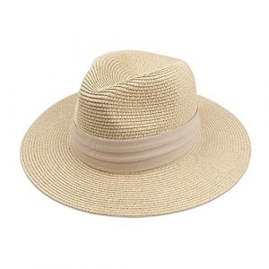 DRESHOW Femme Homme Chapeau de Paille Panama Chapeau &Eacute;t&eacute; Large Bord Chapeau de Soleil Anti-UV pour Plage Voyage Chapeau de Soleil (Dreshow, neuf)