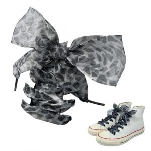ZORVUJI Lacets en satin à la mode 1 paire de lacets leopard large – Lacet ruban satin pour adultes et enfants, chaussures de skate, chaussures de tennis, baskets (gris) (MiaoWL, neuf)
