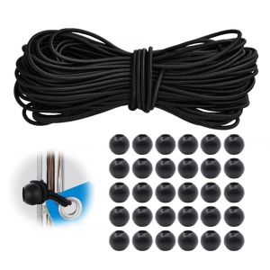 Tendeur Boule, avec 30 Boules, 4mm, 10m Noir, ZhenSFlourish DIY Elastique Bache, Attache Bache, Sandow pour Bache, Tendeur Bache (ZHENsenstore, neuf)