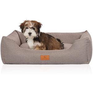 Knuffelwuff Lotte Panier en Velours avec Aspect Tissage Main Gris Clair M-L 85 x 63 cm (Knuffelwuff, neuf)