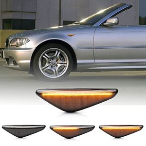 2X Feux clignotants dynamiques à LED pour feux de position latéraux clignotants ambrés répétiteurs séquentiels Compatible avec BMW Série 3 E46 Coupé Cabriolet LCI 2004-2006 (ShenShengJiDian, neuf)