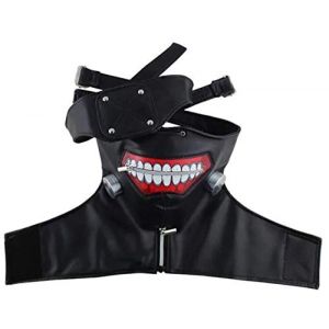 LINLINCD Perruque de cosplay Tokyo Ghoul Kaneki Ken - Cheveux synthétiques courts et droits - Gris argenté - Pour cosplay - Résistance à la chaleur - Fibre + perruque - Masque (qiu lai shan mao hang, neuf)