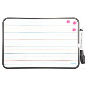 Scribble Mini tableau blanc effaçable à sec A4 avec lignes d'un côté, tableau blanc magnétique uni de l'autre petit tableau blanc portable pour écrire et apprendre avec marqueur et gomme. (Scribble  Direct, neuf)