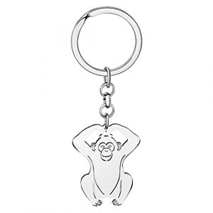 DUOWEI Porte-clés singe mignon orang-outan - Bijoux gorille - Cadeau pour sac à dos et clés de voiture - Pour femmes et filles, Orange -outan argenté, Medium (DUOWEI Jewellry, neuf)