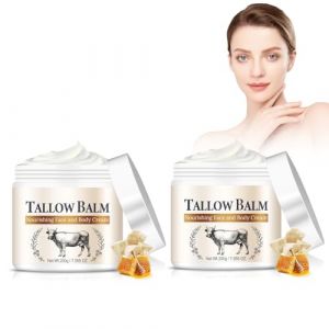 2PC Baume De Suif Pur,Soin De La Peau Au Suif De Bœuf,Crème Hydratante A Base De Suif De Boeuf,Suif De Bœuf Fouetté Et Baume Au Miel,Hydratant Fouetté Pour Le Visage Et Le Corps Hydratante (A) (YCHHY-EU, neuf)