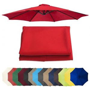 Auvent De Rechange Pour Parasol 3.0m/3.50m, 6 Baleines/8 Baleines Toile De Rechange Pour Parasol Déporté, Dessus De Parapluie De Remplacement Pour Parasol De Jardin Terrasse Plage(Red,300CM/6 RIBS) (Lzb ymx, neuf)