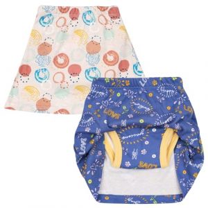 FLYISH DIRECT Culotte apprentissage propret&eacute; fille| Jupe filles avec Culotte d'apprentissage propret&eacute; absorbante| Imperm&eacute;able Culotte apprentissage enfant Coton en style jupe | Cercles & Fleurs, 5 ans (Flyish Direct EU, neuf)