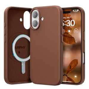 SURPHY Coque en Cuir pour iPhone 17 (6.3 Pouces,2025), Compatible avec Mag-Safe, Premium PU Cuir R&eacute;sistants Rayures Ultra-Mince, Marron (SURPHY-FR, neuf)