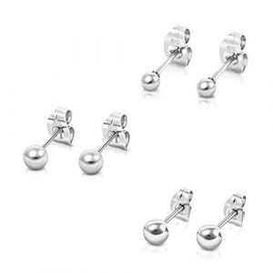 Piercing oreille - Boucle oreille homme - Earrings - Petit Clou - Clou Oreille Argent Femme - Puces Argent - Argent 925 - Bijoux Femme Argent 925 - Boucle d oreille Femme Lot - Diamètre 3, 4, 5 mm (DTPSilver, neuf)