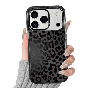 Yirlbey L&eacute;opard Coque pour iPhone 17 Pro, Aesthetic Vache Motif &Eacute;tui Vache Design Housse pour Filles, Transparente Silicone Cover Antichoc Anti-Rayures Protection Case pour iPhone 17Pro 6,3", Noir (XUPINBO, neuf)