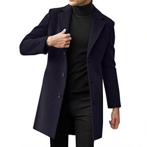 Homme Manteau Parka Laine Slim Classique Trench Mi-Longue D&eacute;contract&eacute;e Duffle-Coats Veste Longue Classique Casual Outwear (extensivc, neuf)