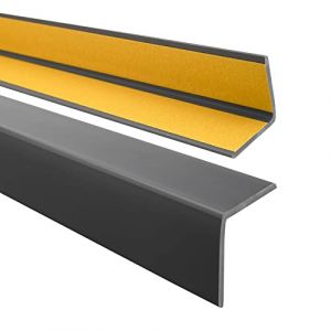 Quest Cornière PVC 40x40mm – Profilé d’Angle de Protection autoadhésif, Souple, Baguette pour rebords et Coins – Gris foncé, 70cm (QuestProfile, neuf)